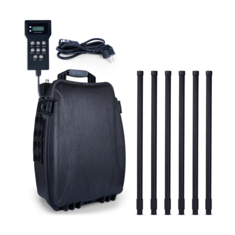 7 Antennenbänder, schwarzer Drohnen-Verteidigungsrucksack, Anti-Drohnen-Störsender